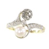 Belle Epoque diamond and pearl engagement ring model toi et moi